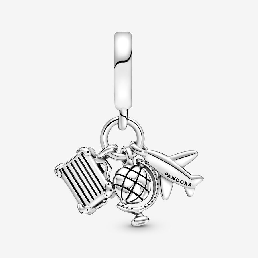 Pandora Airplane Globe & Suitcase Charms Silber | JTCWSF-564