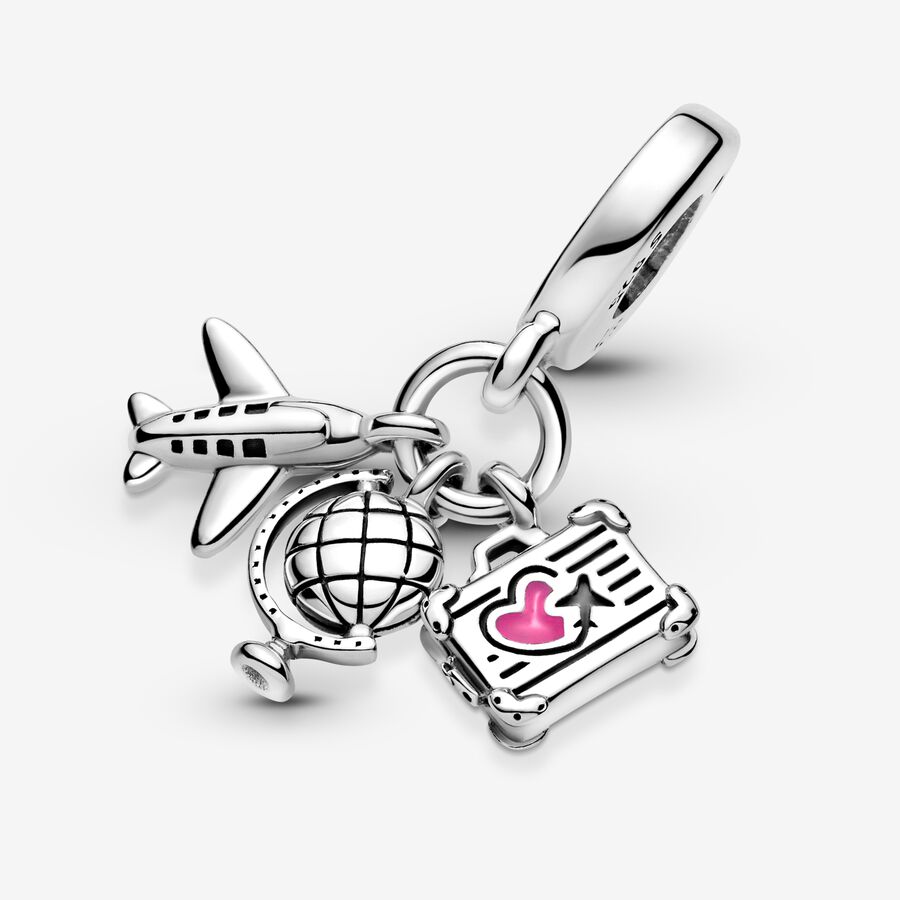 Pandora Airplane Globe & Suitcase Charms Silber | JTCWSF-564