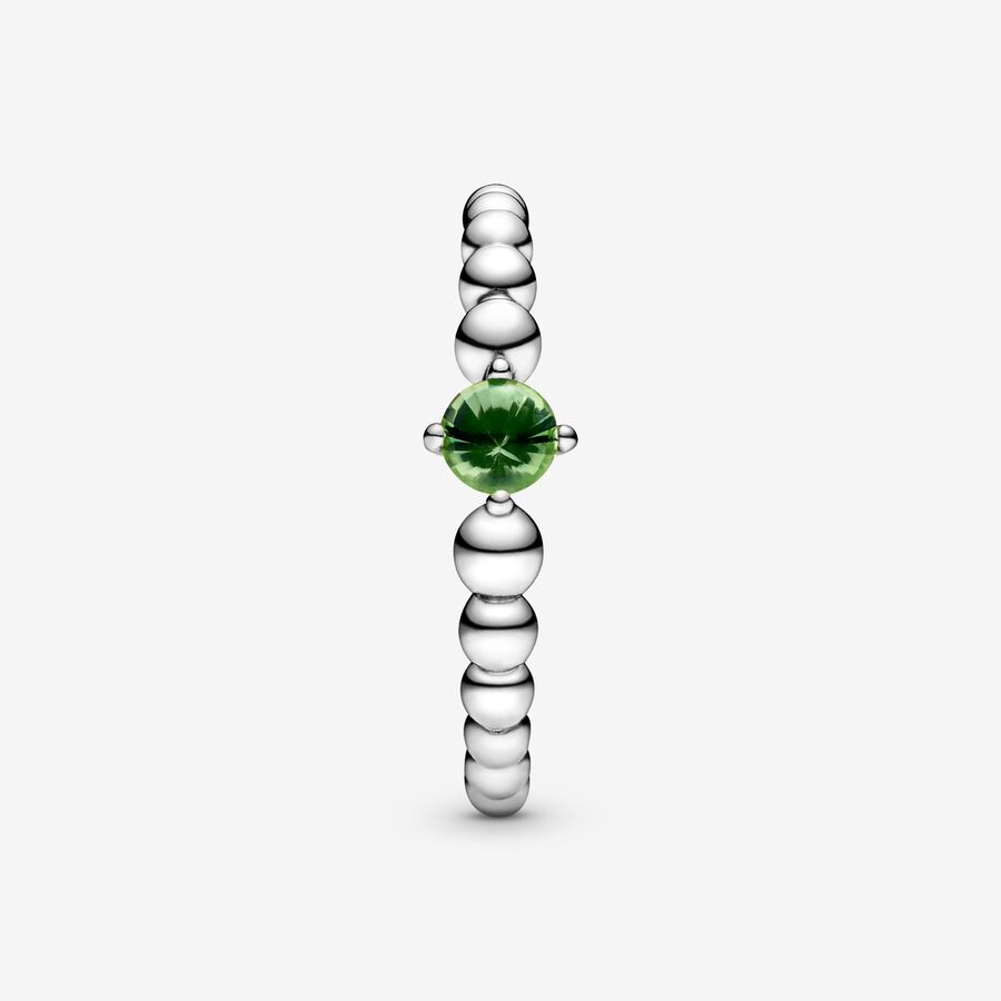 Pandora August Spring Green Beaded Geburtsstein Silber | XRJOKU-621