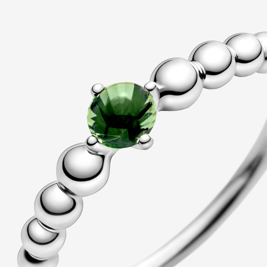 Pandora August Spring Green Beaded Geburtsstein Silber | XRJOKU-621