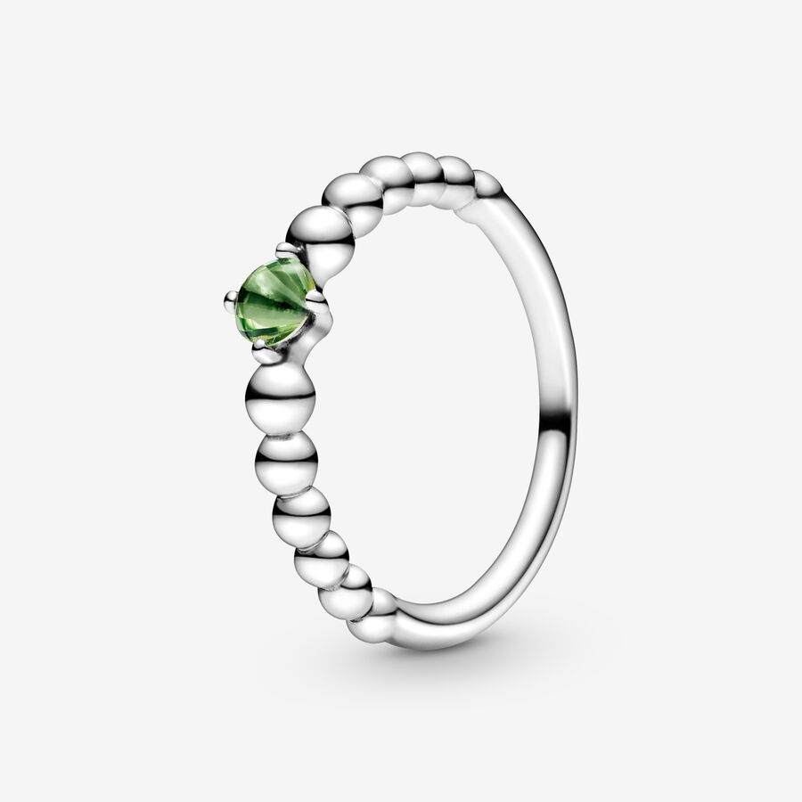 Pandora August Spring Green Beaded Geburtsstein Silber | XRJOKU-621