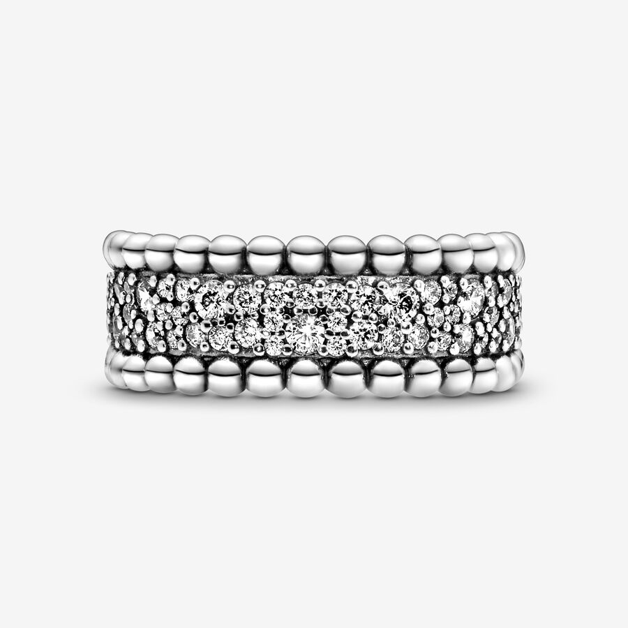 Pandora Beaded Pave Band Silber | AMZLBK-413