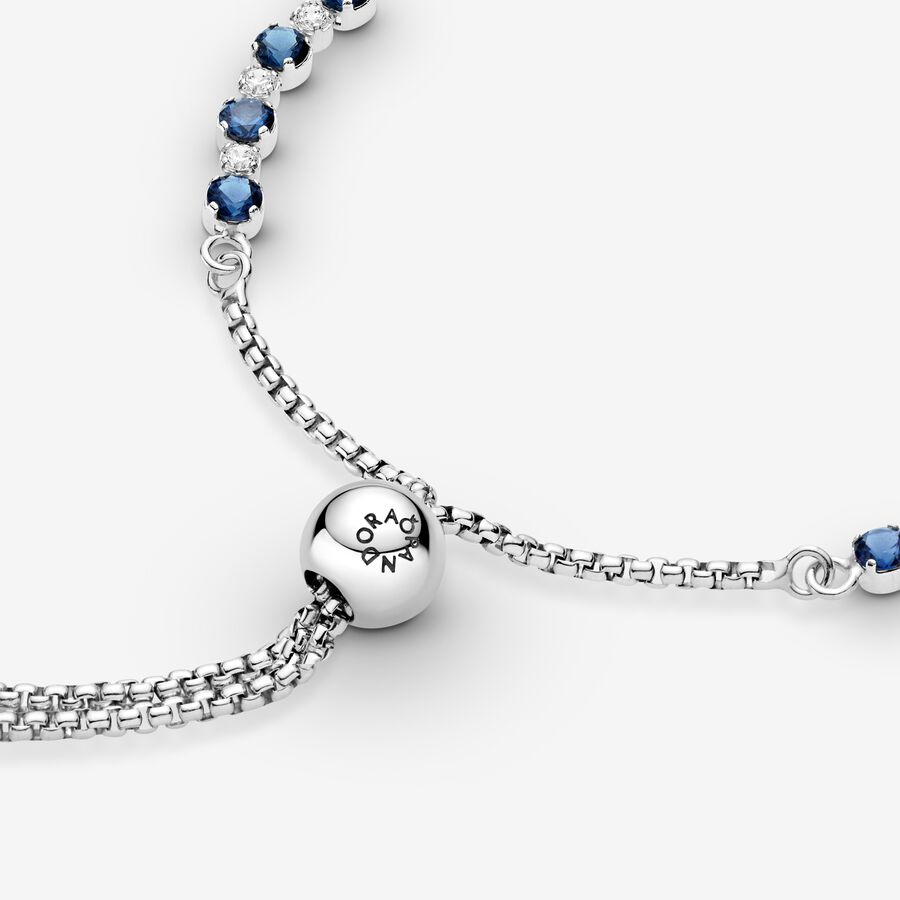 Pandora Blue Clear Sparkle Slider Gleiten Silber | UWGYND-025