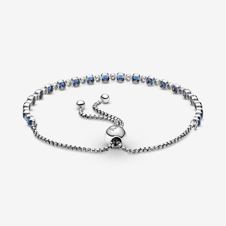 Pandora Blue Clear Sparkle Slider Gleiten Silber | UWGYND-025