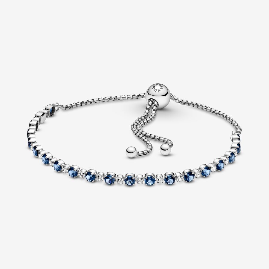 Pandora Blue Clear Sparkle Slider Gleiten Silber | UWGYND-025