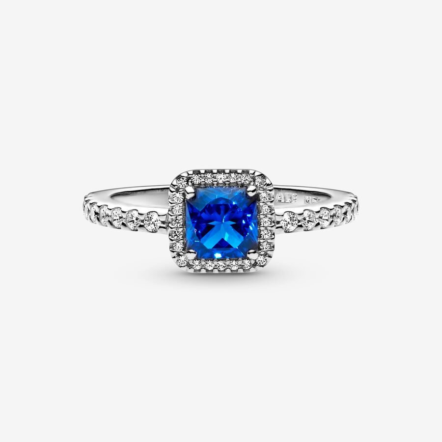 Pandora Blue Square Sparkle Solitär Silber | ZAJHBP-652