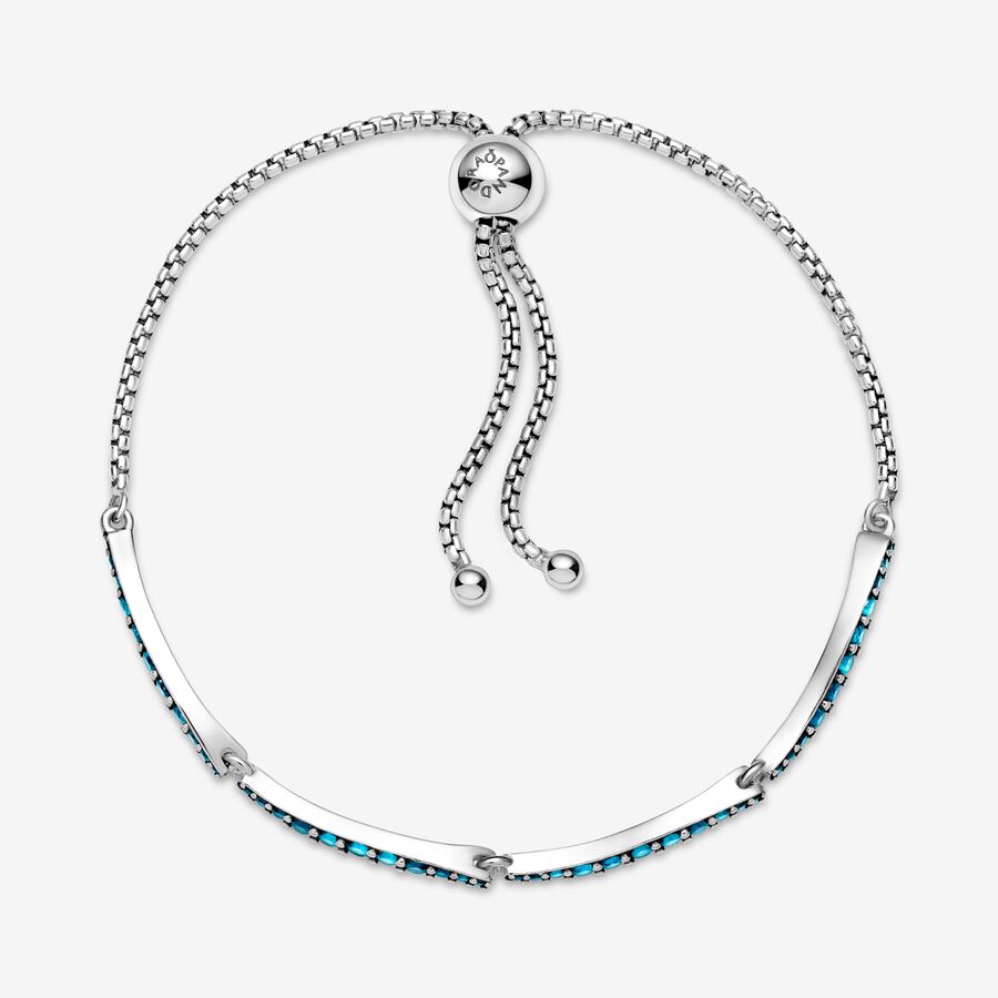 Pandora Blue Wavy Slider Non-Charms Silber | VPWTHN-104