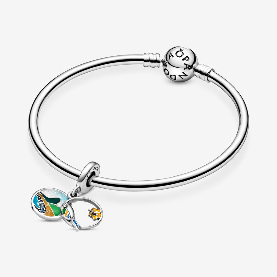 Pandora Brazil Beach & Parrot Baumeln Silber | ECKLRO-032