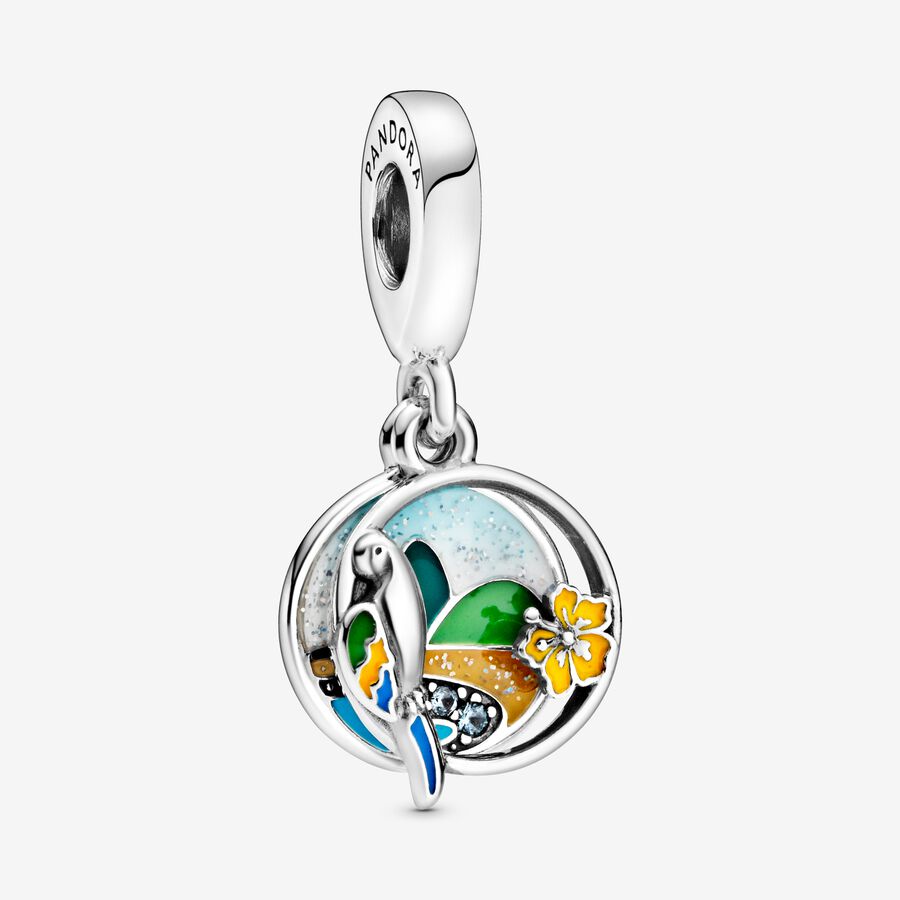 Pandora Brazil Beach & Parrot Baumeln Silber | ECKLRO-032