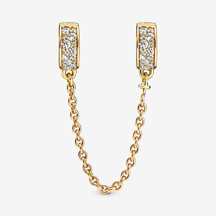 Pandora Clear Pave Clip Safety Gold | EQLHNB-810