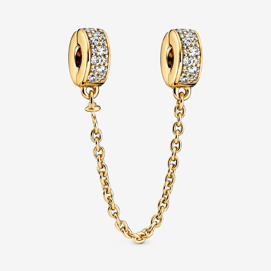 Pandora Clear Pave Clip Safety Gold | EQLHNB-810