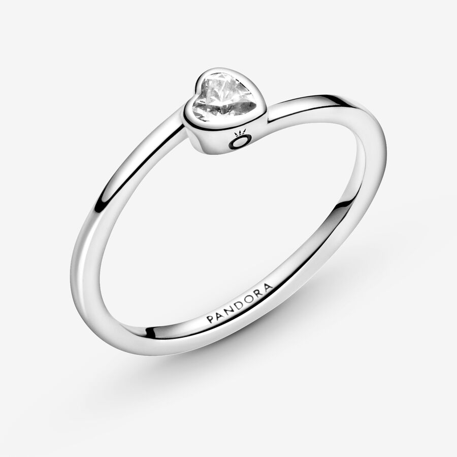 Pandora Clear Tilted Herz Silber | HQVRLD-156