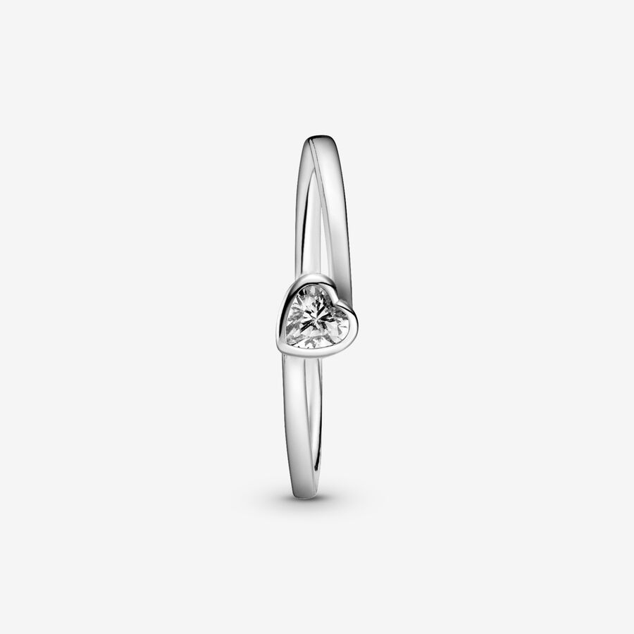 Pandora Clear Tilted Herz Silber | HQVRLD-156