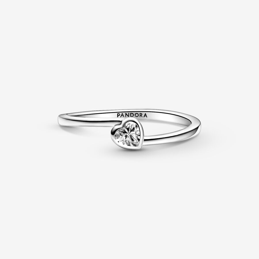 Pandora Clear Tilted Herz Silber | HQVRLD-156