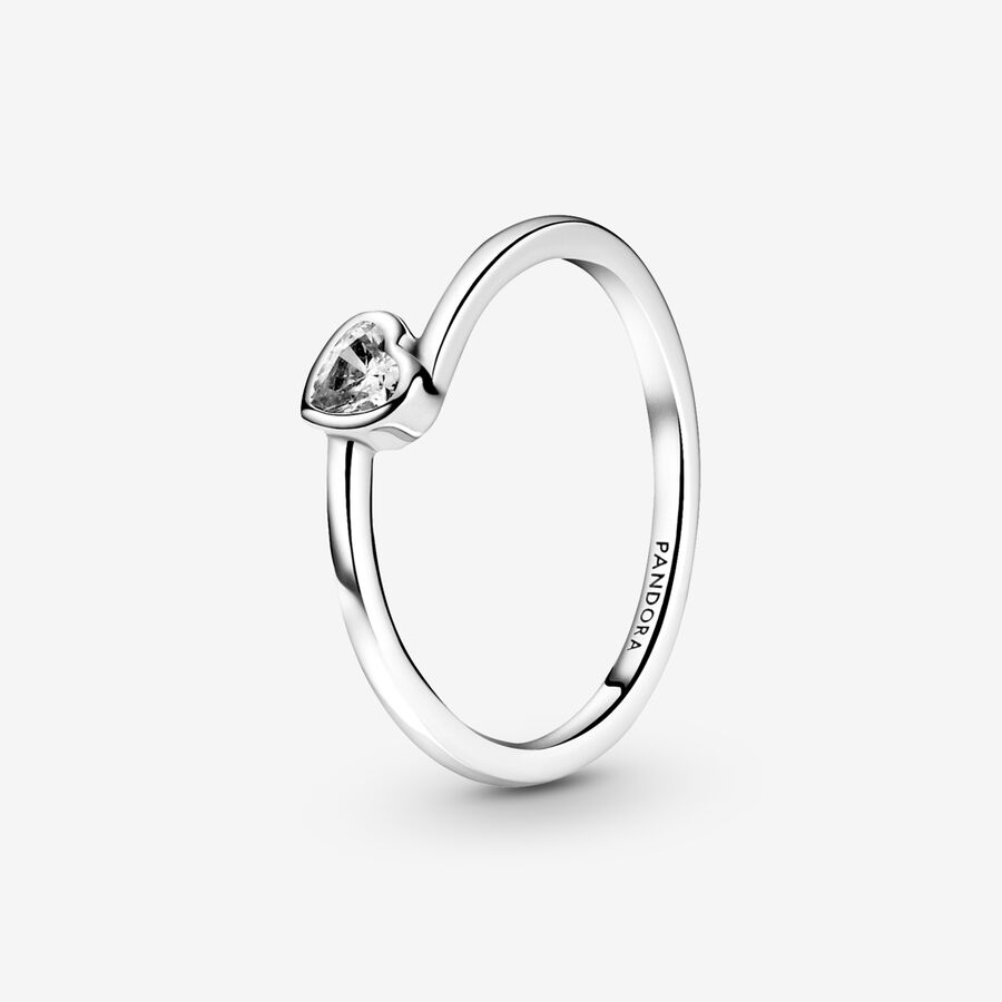 Pandora Clear Tilted Herz Silber | HQVRLD-156