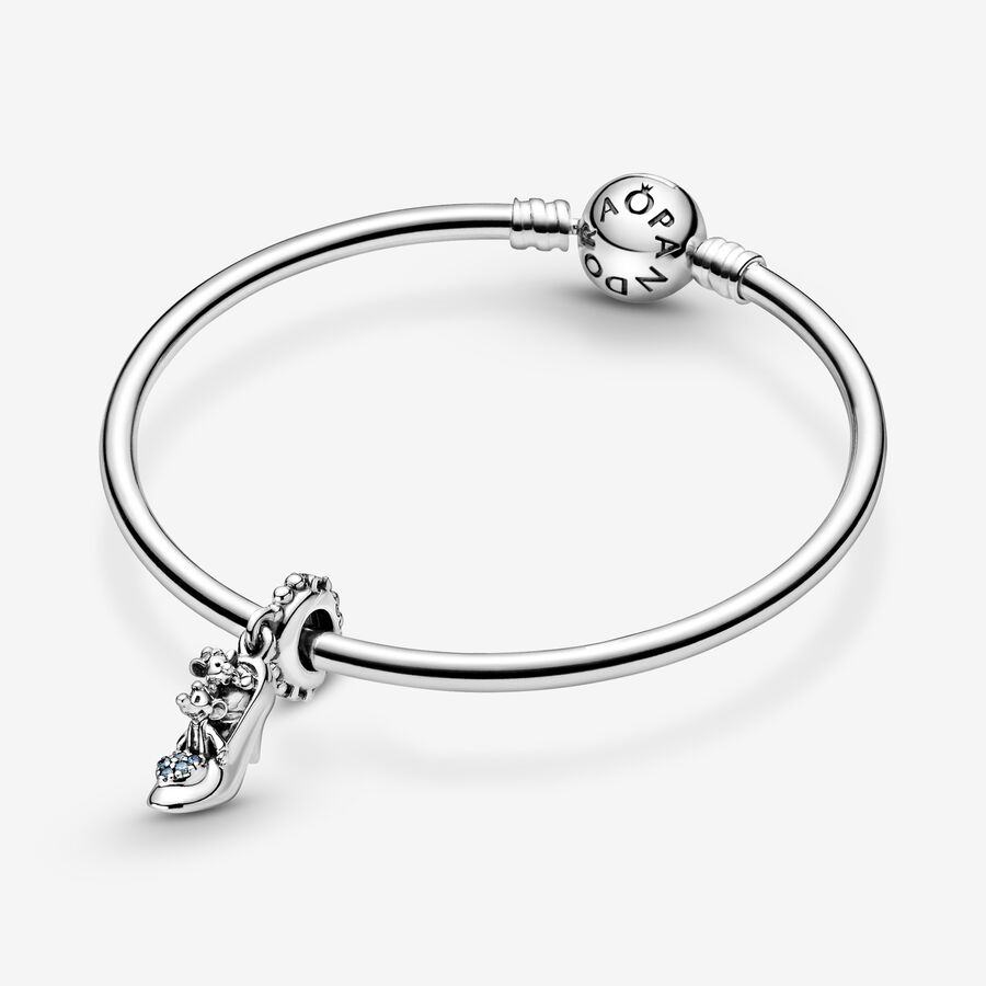 Pandora Disney Cinderella Glass Hausschuhe & Mice Baumeln Silber | XJKHGP-986