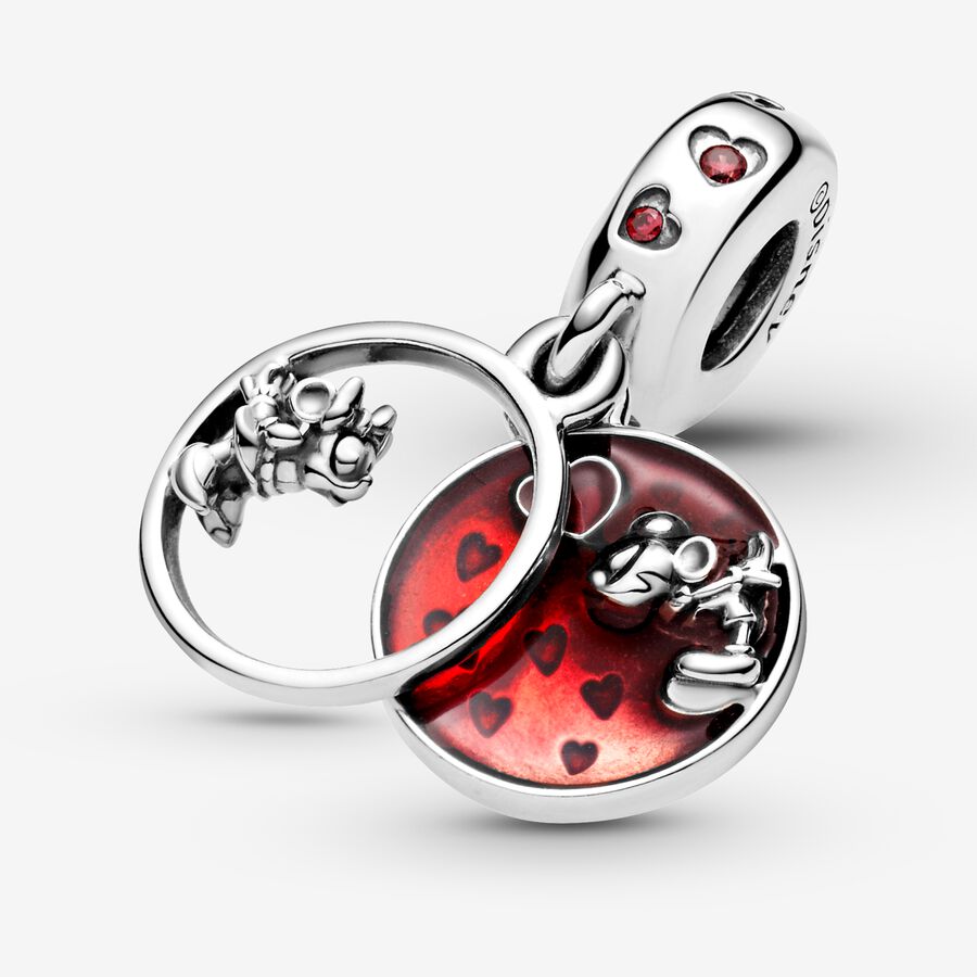 Pandora Disney Mickey Mouse & Minnie Mouse Love Kisses Baumeln Silber | ZXRHGY-320