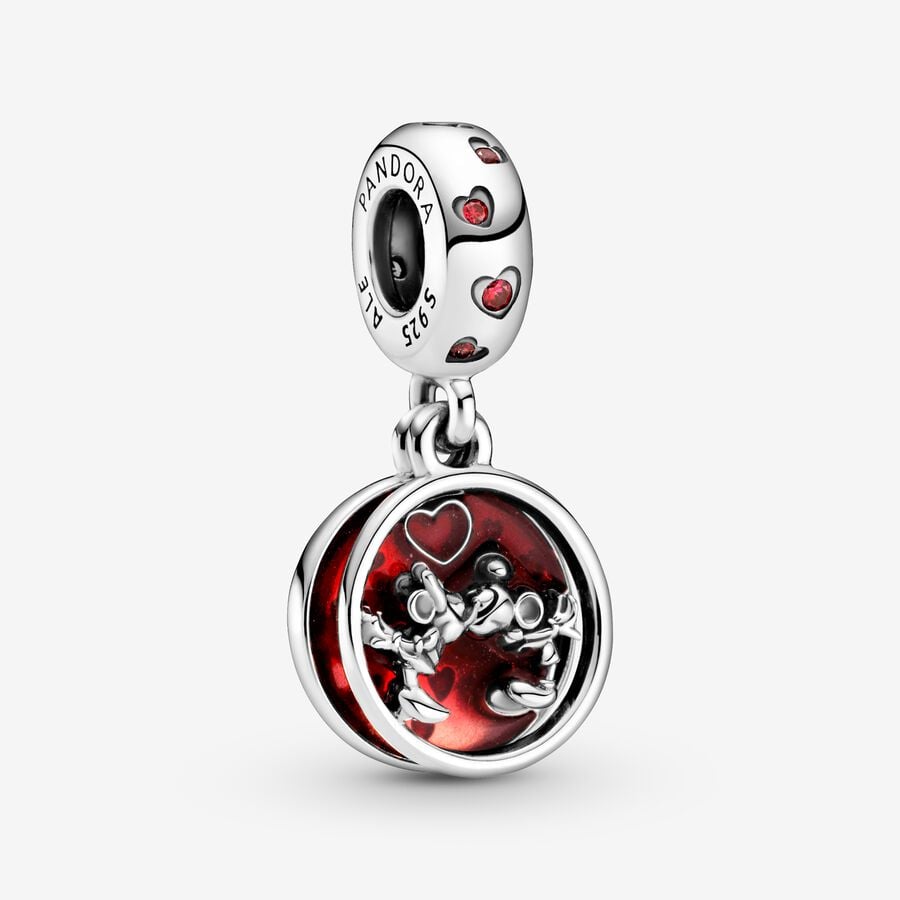 Pandora Disney Mickey Mouse & Minnie Mouse Love Kisses Baumeln Silber | ZXRHGY-320