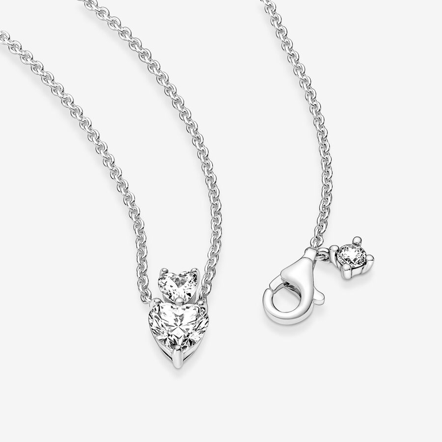 Pandora Double Sparkling Collier Anhänger Silber | PUDBXQ-431