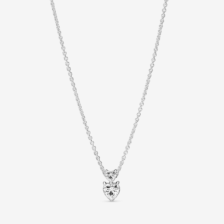 Pandora Double Sparkling Collier Anhänger Silber | PUDBXQ-431