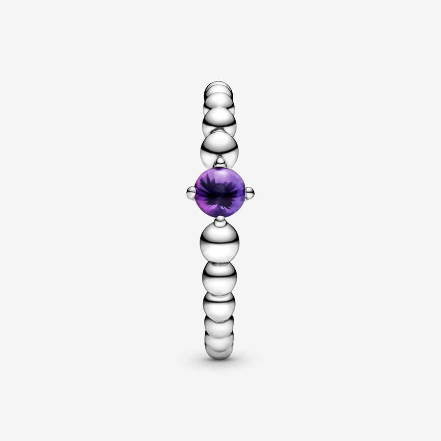 Pandora February Purple Beaded Geburtsstein Silber | MWSDRQ-176