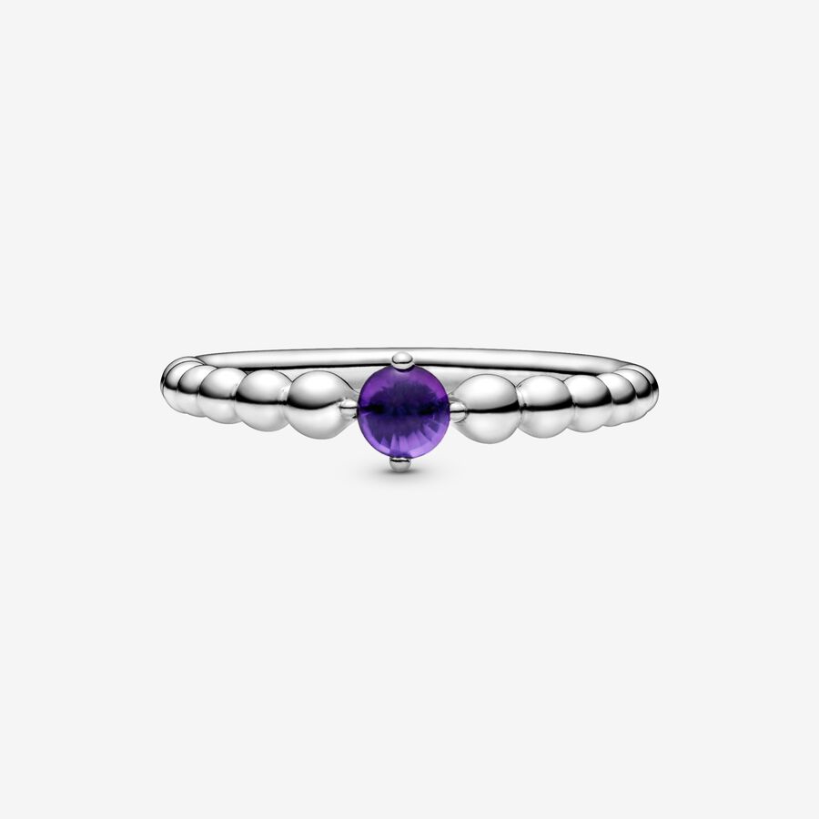 Pandora February Purple Beaded Geburtsstein Silber | MWSDRQ-176