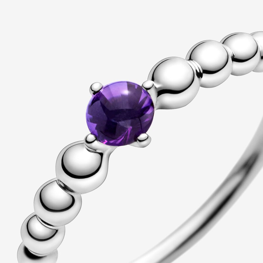 Pandora February Purple Beaded Geburtsstein Silber | MWSDRQ-176