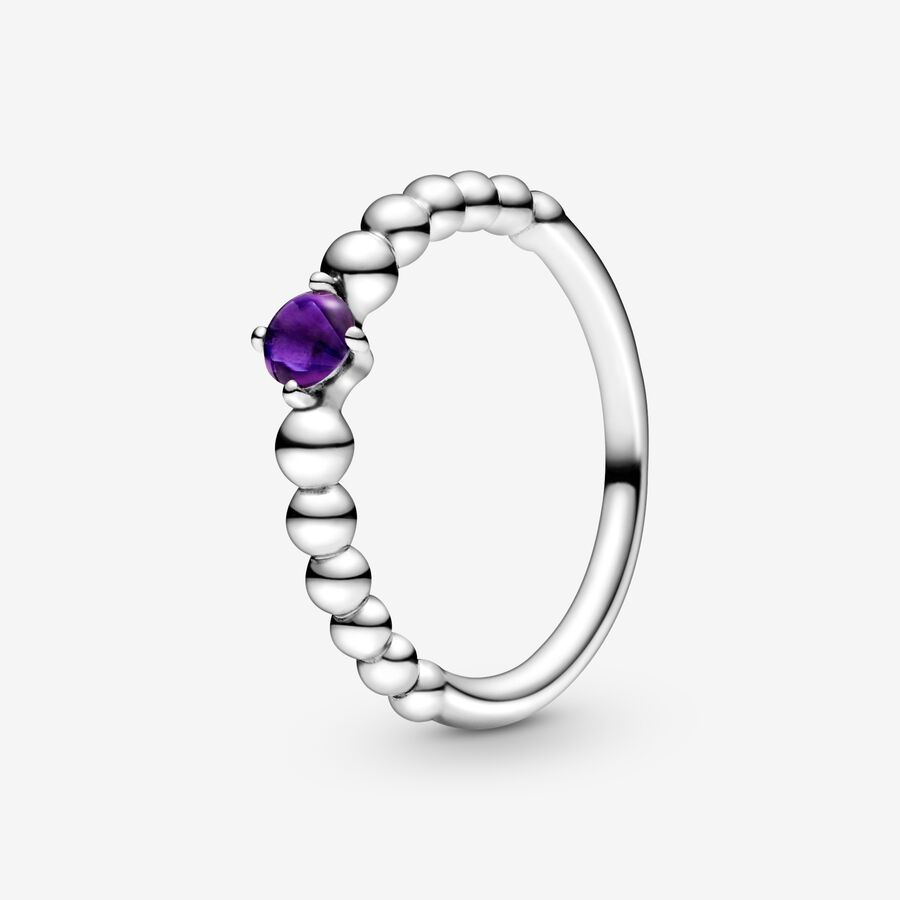 Pandora February Purple Beaded Geburtsstein Silber | MWSDRQ-176