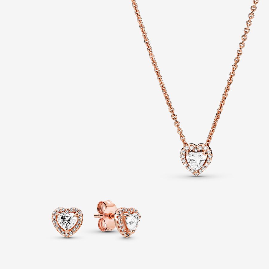 Pandora Happily Ever After Halsketten- Und Ohrring-sets Rosa Gold | BQUSJH-124