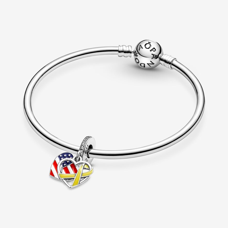 Pandora Heart Flag & Remembrance Ribbon Double Baumeln Silber | SDBANF-578