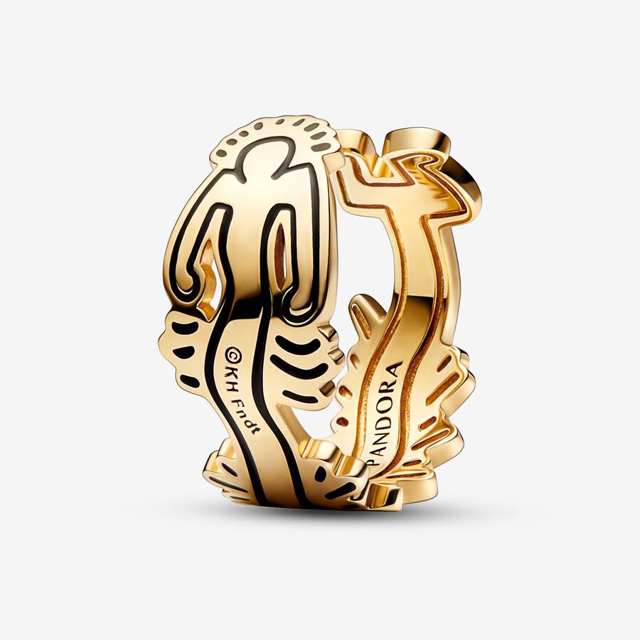 Pandora Keith Haring x Wavy Figure Open Band Gold | HMFEJO-270