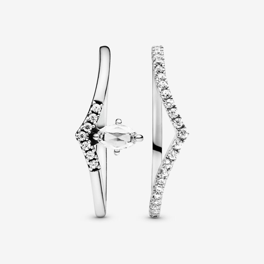 Pandora Klassische Wishbone Stacking Ring-sets Mehrfarbig | LHJXPD-750