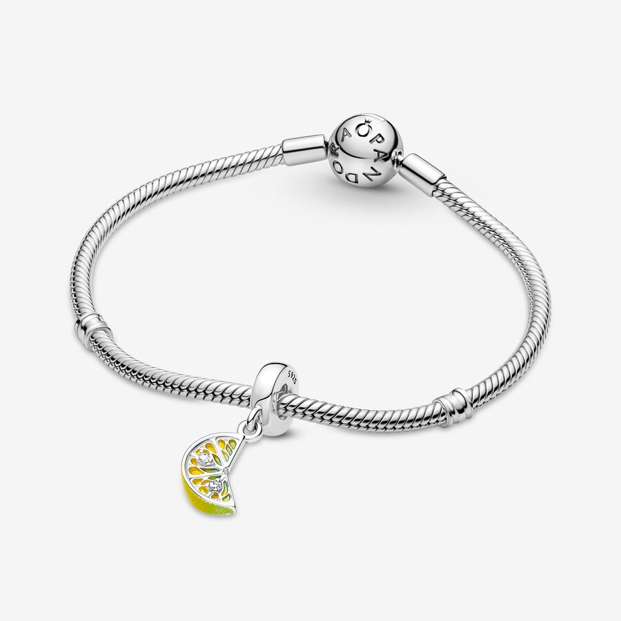 Pandora Lemon Slice Sparkling Fruit Baumeln Silber | OYSWGT-180