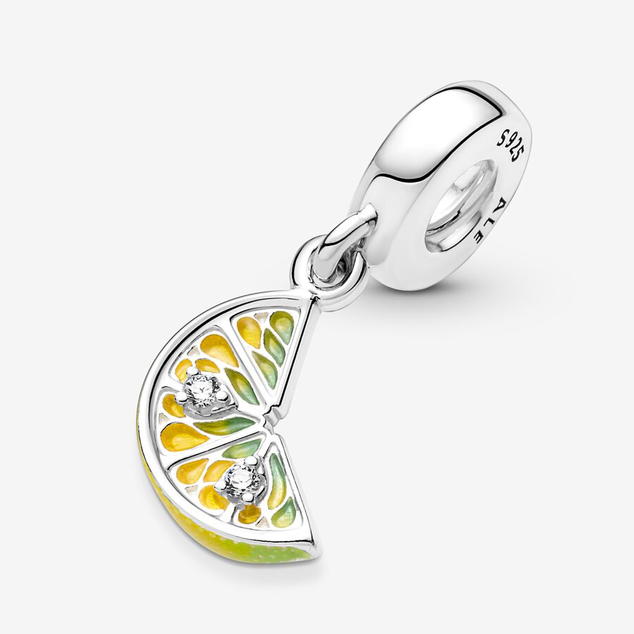 Pandora Lemon Slice Sparkling Fruit Baumeln Silber | OYSWGT-180