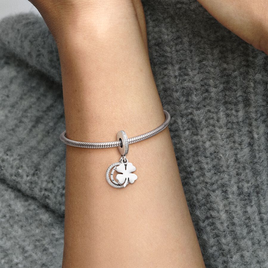 Pandora Lucky Four-Leaf Clover Baumeln Silber | TCMLHS-539