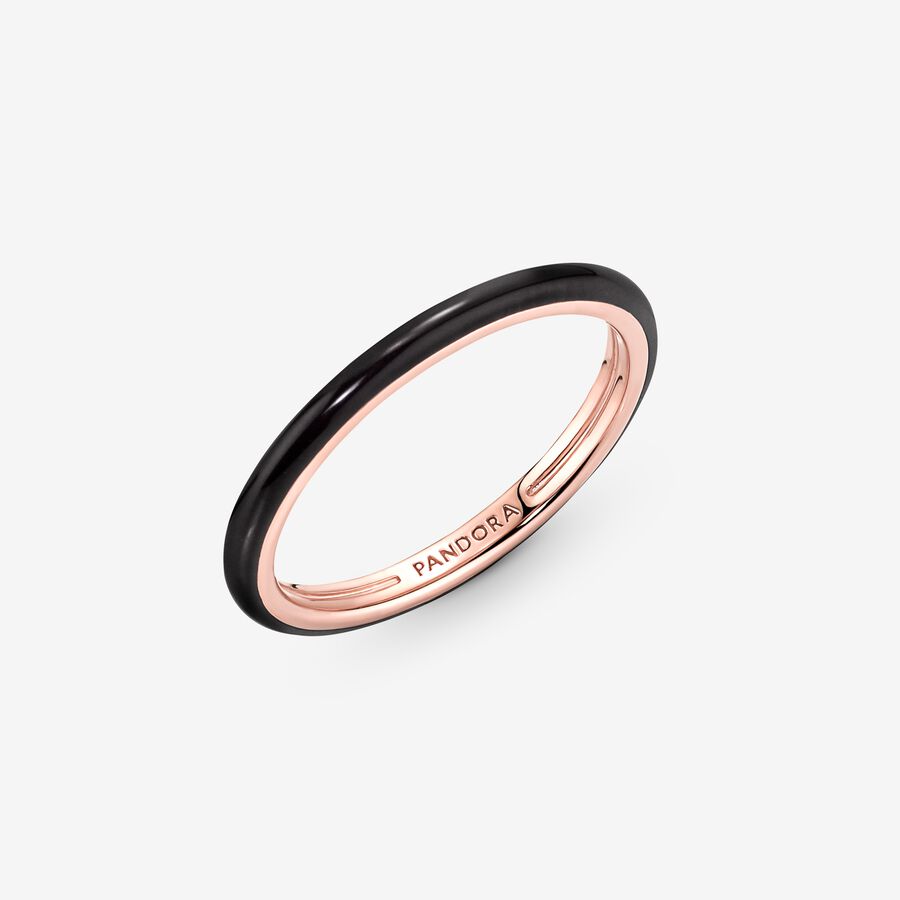 Pandora ME Black Enamel Stapelbar Rosa Gold | HWKARG-846