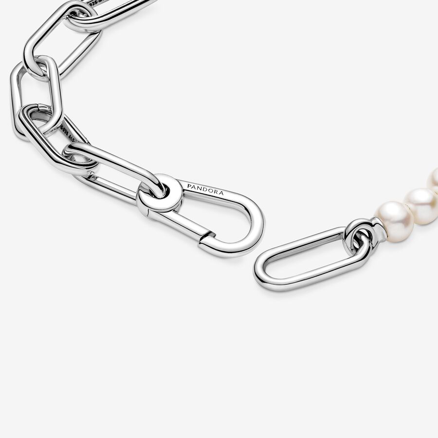 Pandora ME Treated Freshwater Cultured Pearl Verknüpfung Silber | ONHKGR-079