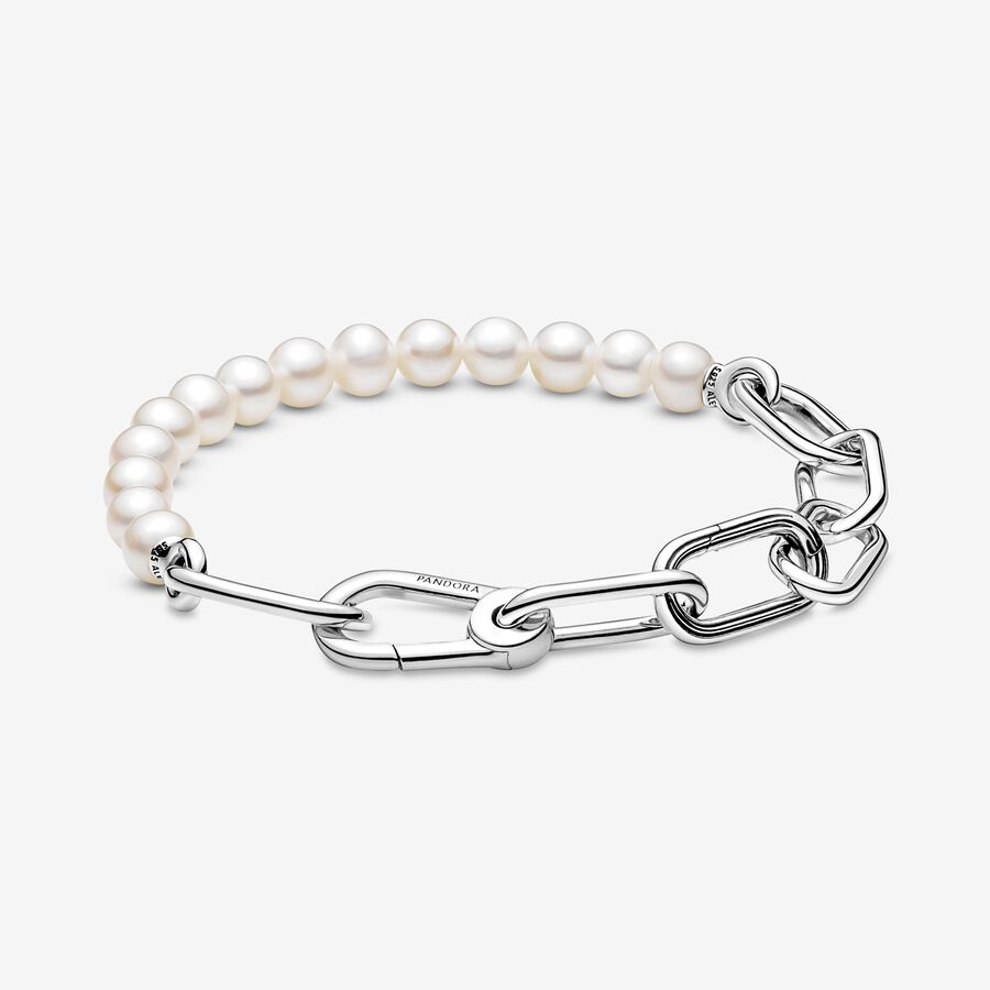 Pandora ME Treated Freshwater Cultured Pearl Verknüpfung Silber | ONHKGR-079