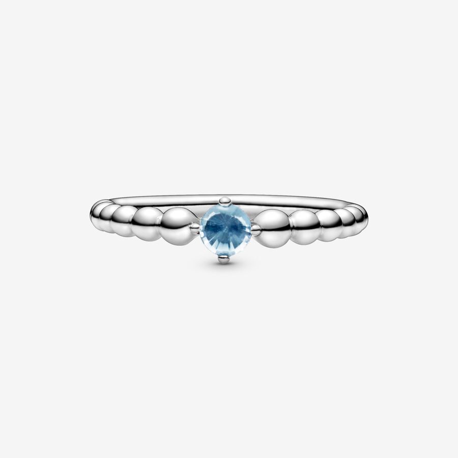 Pandora March Aqua Blue Beaded Geburtsstein Silber | EAISFK-124