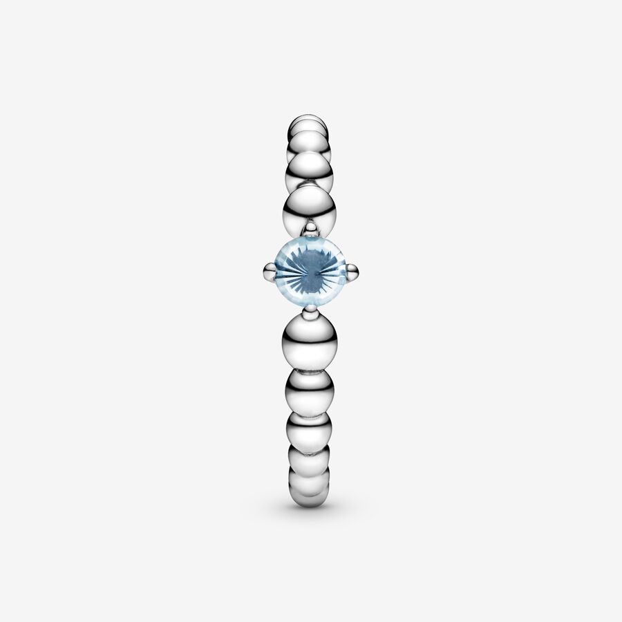 Pandora March Aqua Blue Beaded Geburtsstein Silber | EAISFK-124