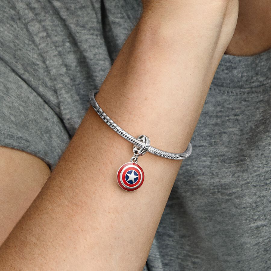 Pandora Marvel The Avengers Captain America Shield Baumeln Silber | XNICSP-015