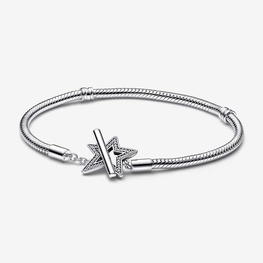 Pandora Moments Asymmetric Star T-bar Snake Charms Silber | AYIFPZ-275