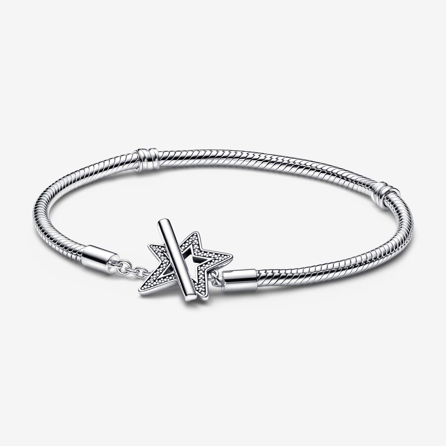 Pandora Moments Asymmetric Star T-bar Snake Charms Silber | IVQNLZ-640