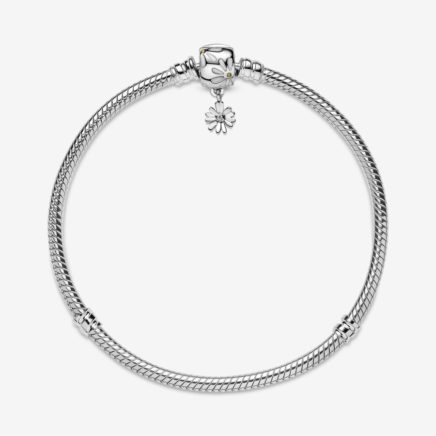 Pandora Moments Daisy Flower Clasp Snake Charms Silber | TYBLPK-924