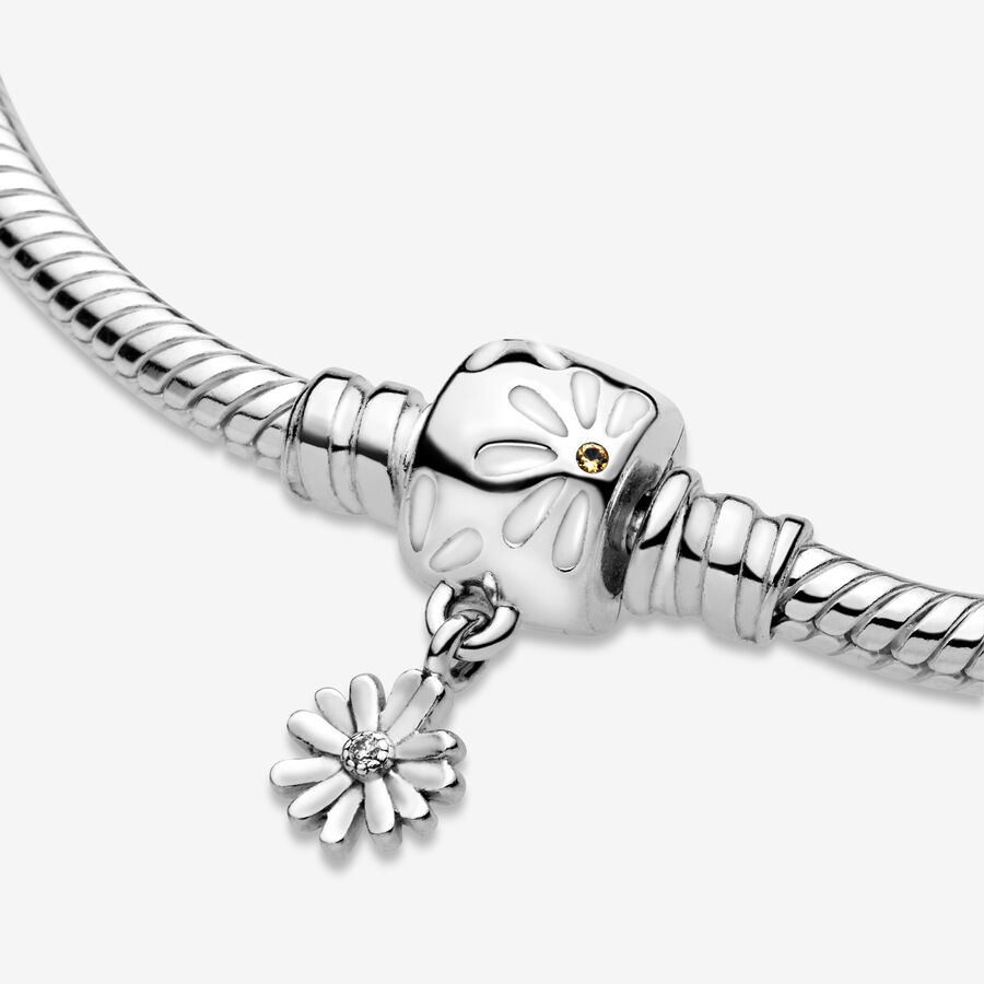 Pandora Moments Daisy Flower Clasp Snake Charms Silber | TYBLPK-924