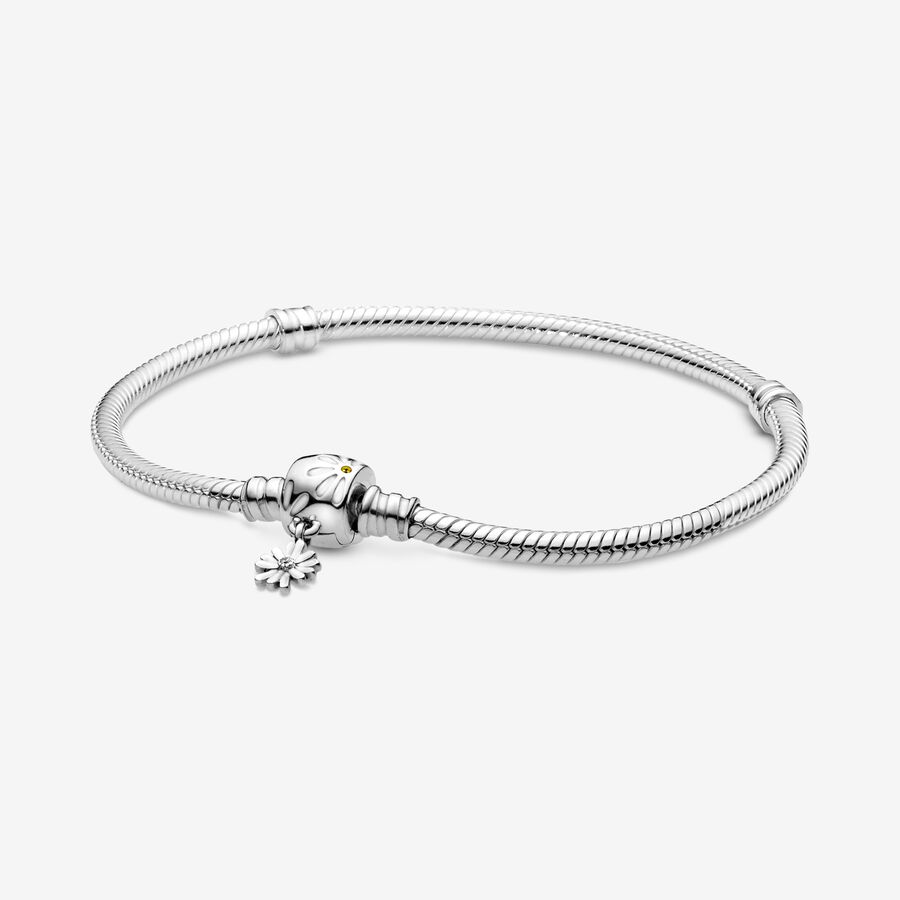 Pandora Moments Daisy Flower Clasp Snake Charms Silber | TYBLPK-924