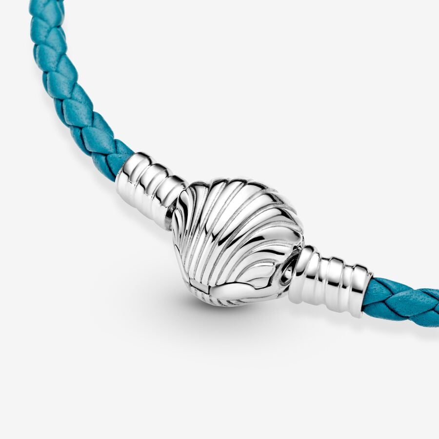 Pandora Moments Seashell Clasp Turquoise Braided Charms Silber | OIMNJQ-324