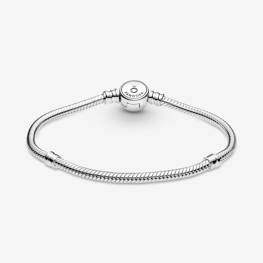 Pandora Moments Sparkling Blue Disc Clasp Snake Charms Silber | JUYVPX-643