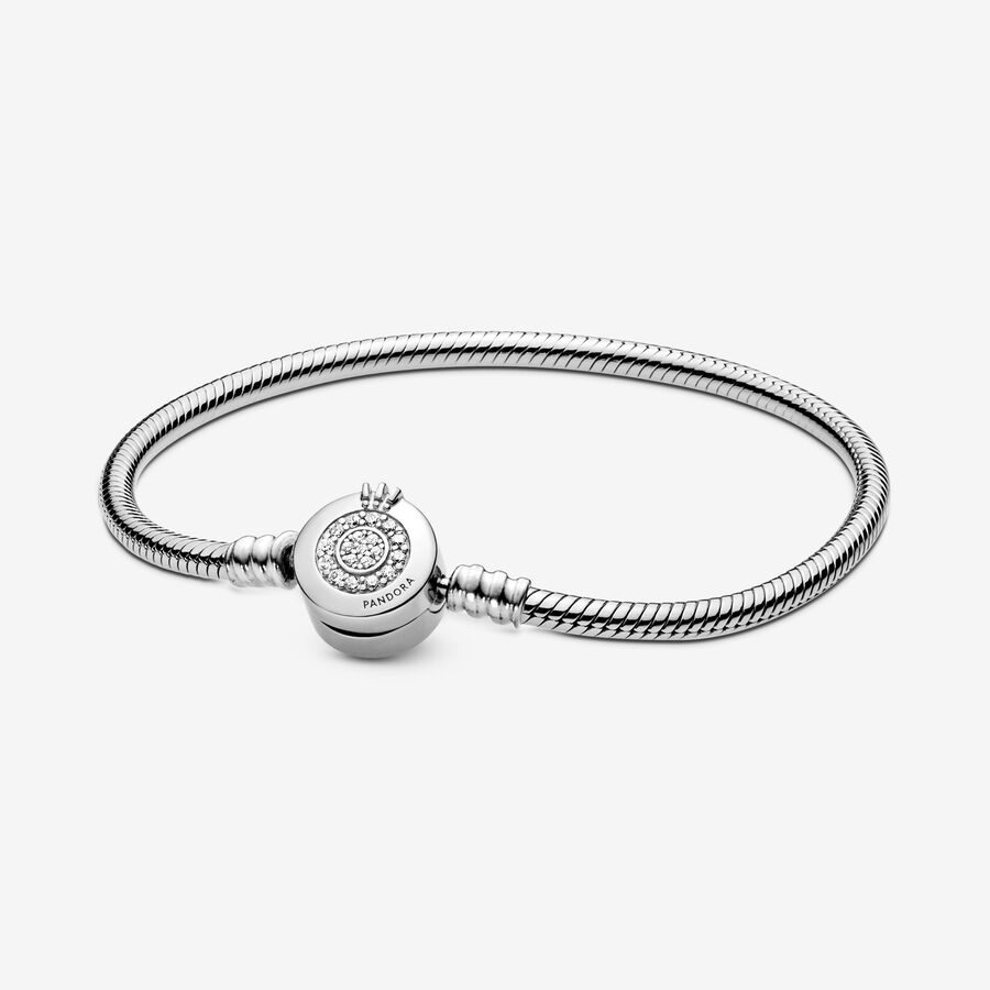 Pandora Moments Sparkling Crown O Snake Charms Silber | NCPXWM-367