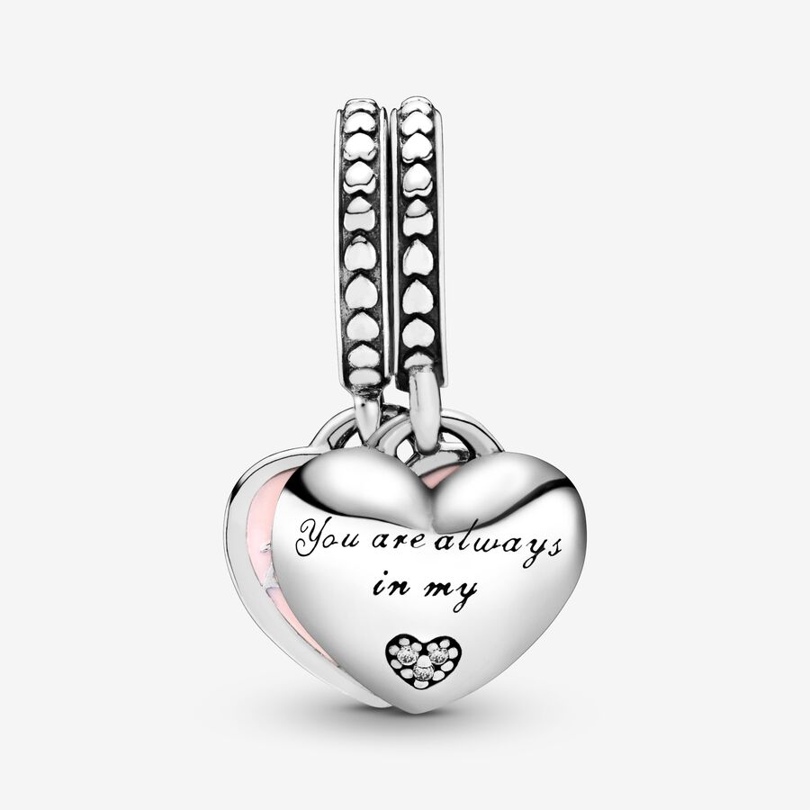 Pandora Mother & Daughter Hearts with Clear CZ Baumeln Silber | UVZWAL-358